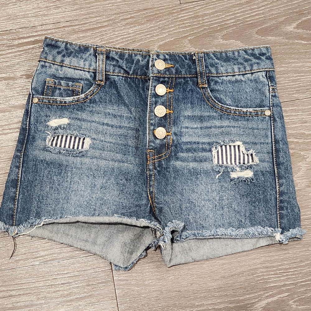 Epic Threads Denim Distressed Girls Shorts, Size 14